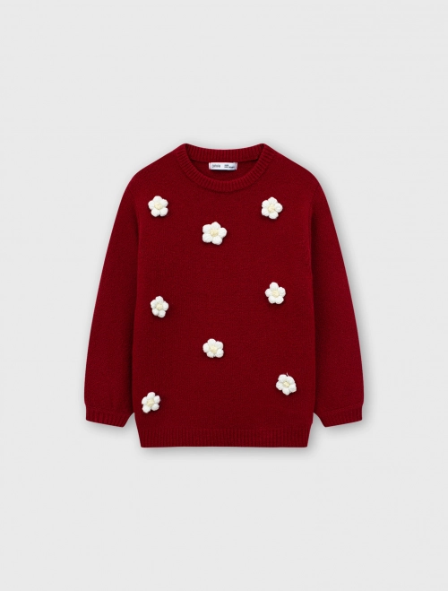 Áo len bé gái đính nơ