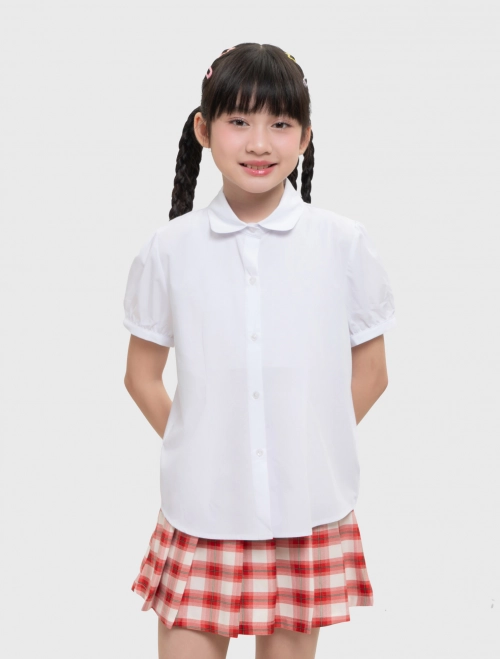 Áo sơ mi bé gái chiết ly tay bồng