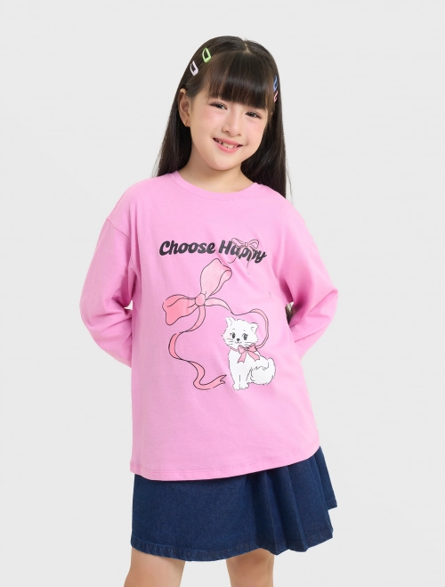 Áo phông bé gái dài tay cotton USA