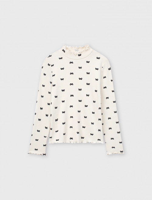 Áo phông dài tay bé gái cổ lửng