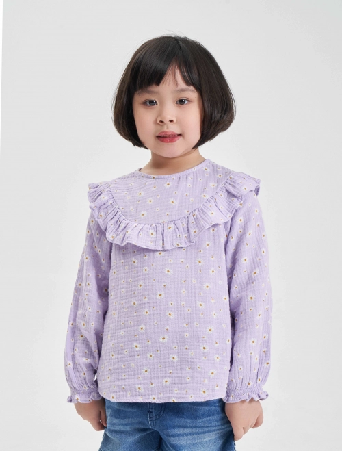 Áo kiểu bé gái phối bèo