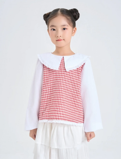 Áo kiểu bé gái cổ bèo tay bồng