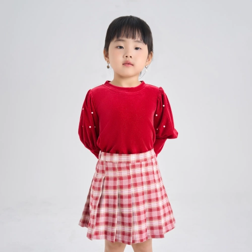 Áo kiểu bé gái tay bồng đính hạt trang trí