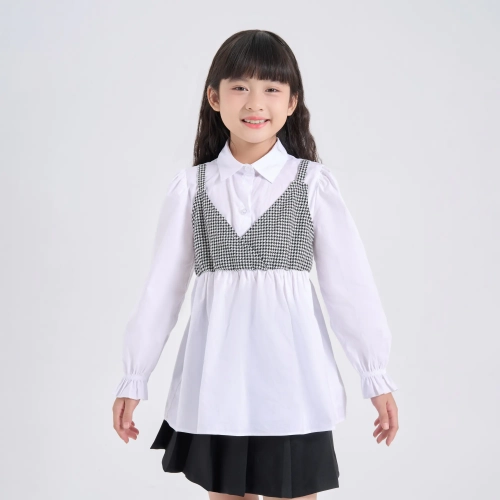 Áo kiểu bé gái phối yếm