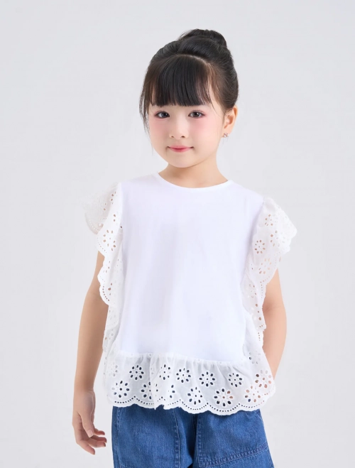 Áo kiểu tay cánh tiên bé gái