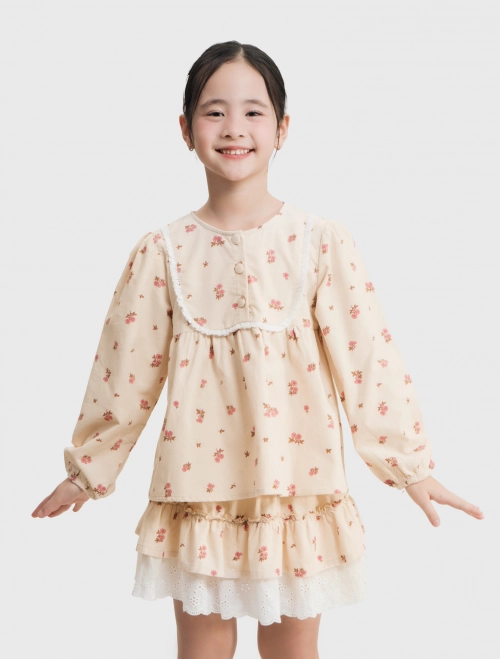 Áo kiểu bé gái hoạ tiết