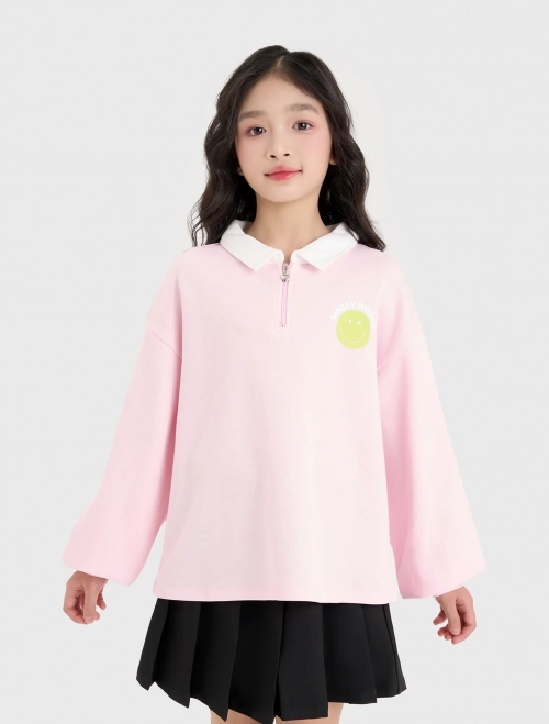 Áo polo bé gái có hình in