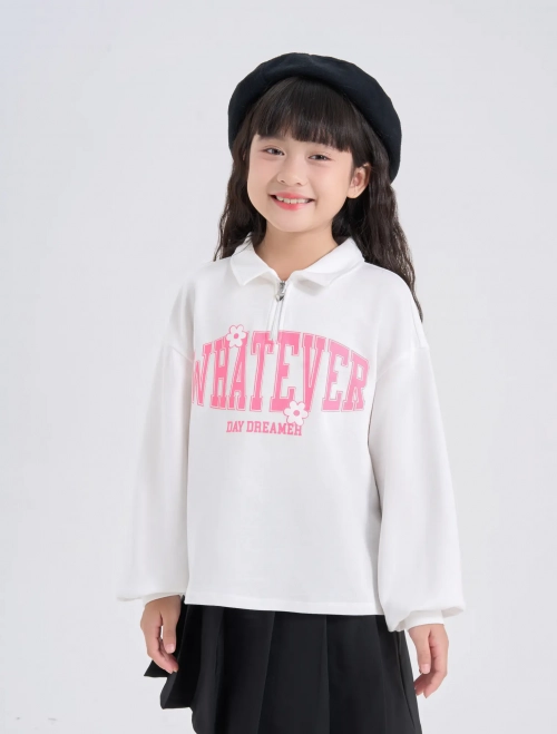 Áo polo bé gái có hình in