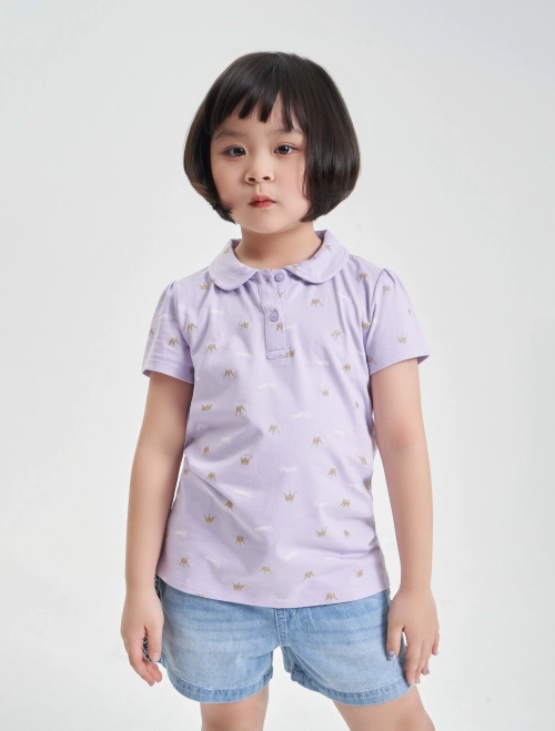 Áo polo bé gái có hình in