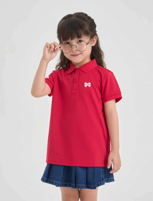 Áo polo bé gái có hình in