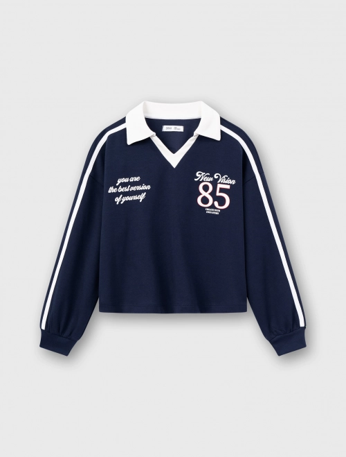 Áo polo bé gái có hình in