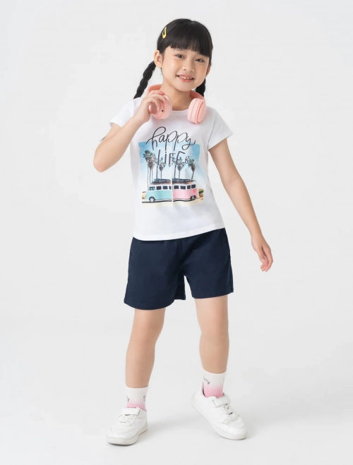 Áo phông bé gái cotton có hình in