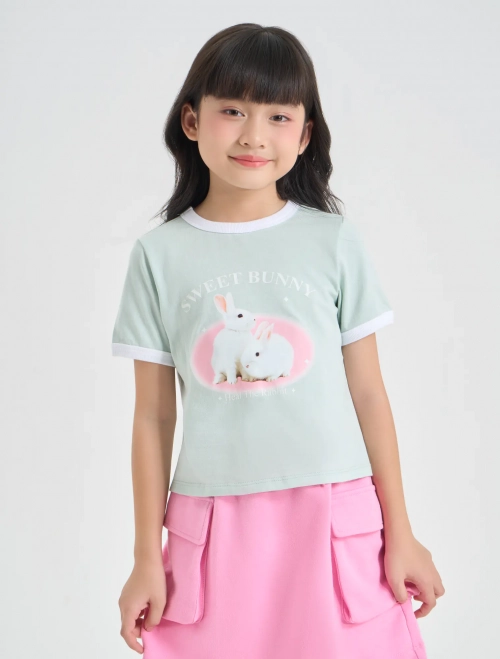 Áo phông bé gái cotton USA có hình in