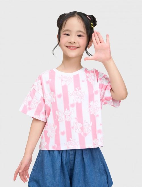 Áo phông bé gái cotton USA in hình Stitch