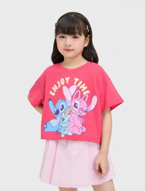 Áo phông bé gái cotton USA in hình Stitch