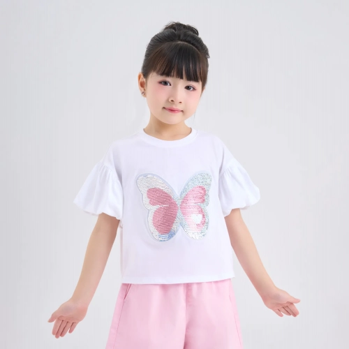 Áo phông bé gái cotton USA đính kim sa