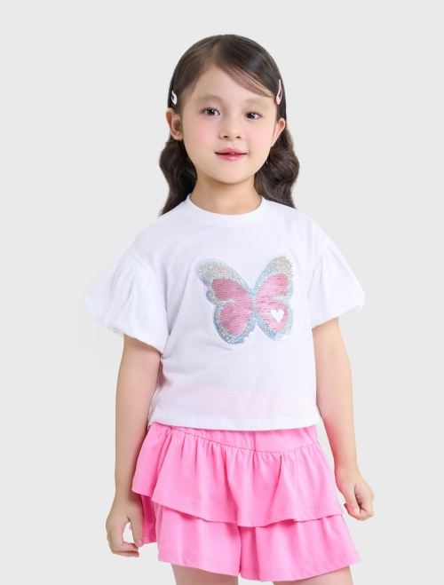 Áo phông bé gái cotton USA đính kim sa