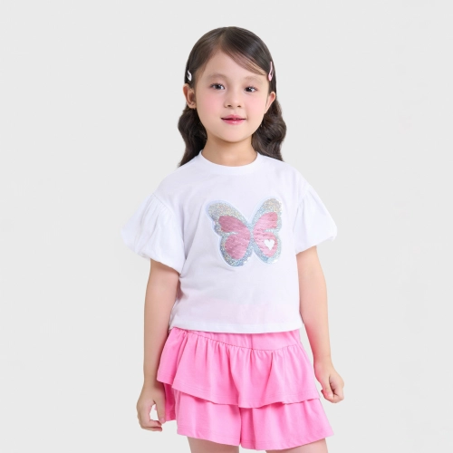 Áo phông bé gái cotton USA đính kim sa