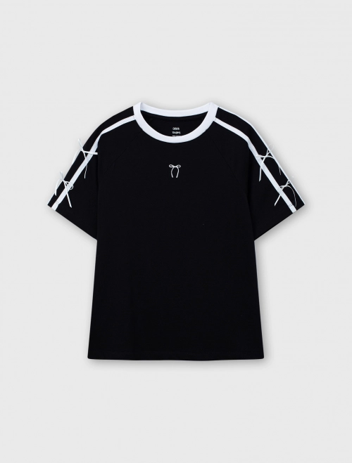 Áo phông bé gái đính nơ