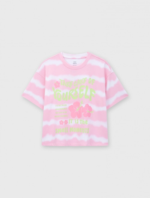 Áo phông bé gái cotton dáng boxy có hình in