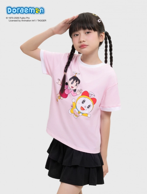Áo phông bé gái Cotton USA in hình Doraemon | OEKO-TEX