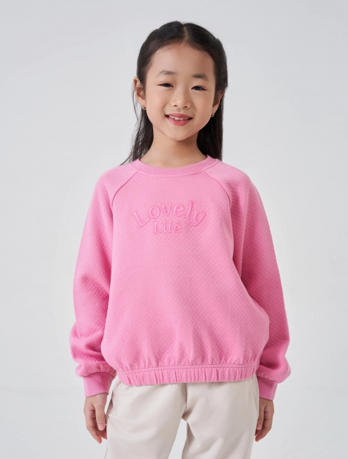 Áo nỉ bé gái 3D cotton pha