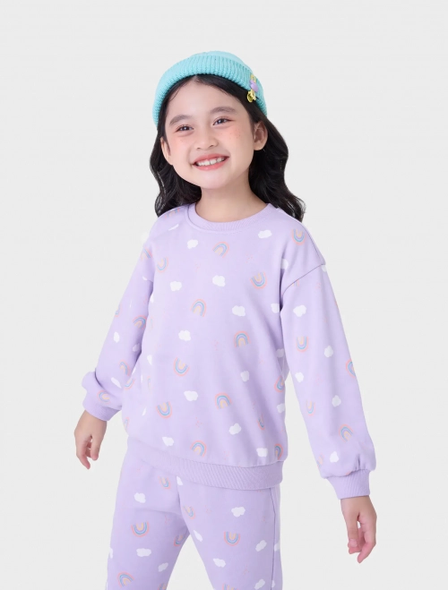 Áo nỉ bé gái in hoạ tiết