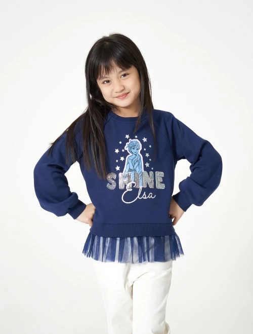 Áo nỉ bé gái in hình Elsa & Anna