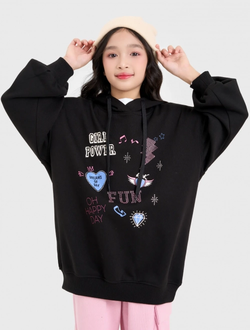 Áo nỉ bé gái có hình in