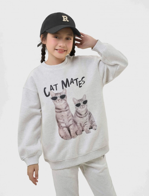 Áo nỉ cào lông bé gái có hình in