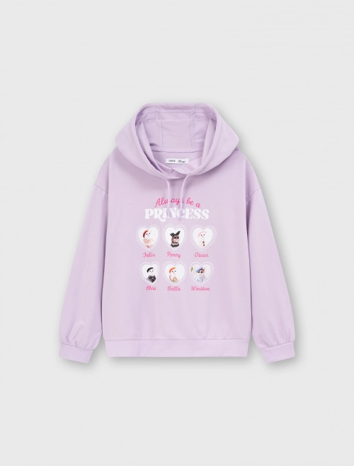 Áo nỉ có mũ bé gái có hình in