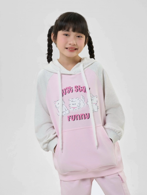 Áo nỉ có mũ bé gái có hình in