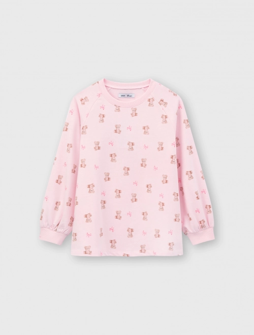 Áo nỉ bé gái hoạ tiết