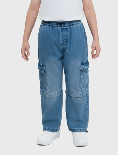 Quần jeans bé trai cotton túi hộp dáng suông