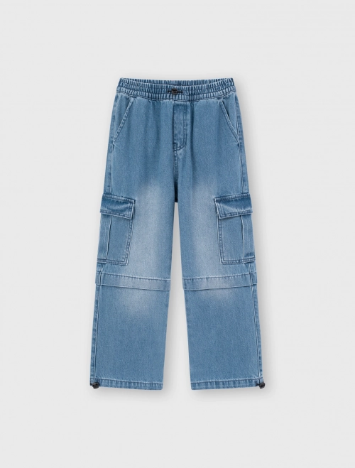 Quần jeans bé trai cotton túi hộp dáng suông