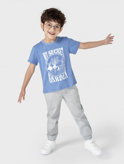 Quần khaki bé trai dáng jogger cạp chun túi chéo