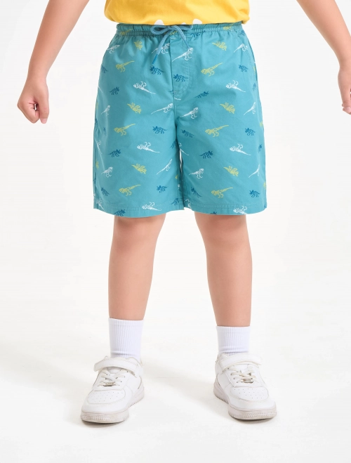 Quần soóc bé trai cotton cạp chun in họa tiết