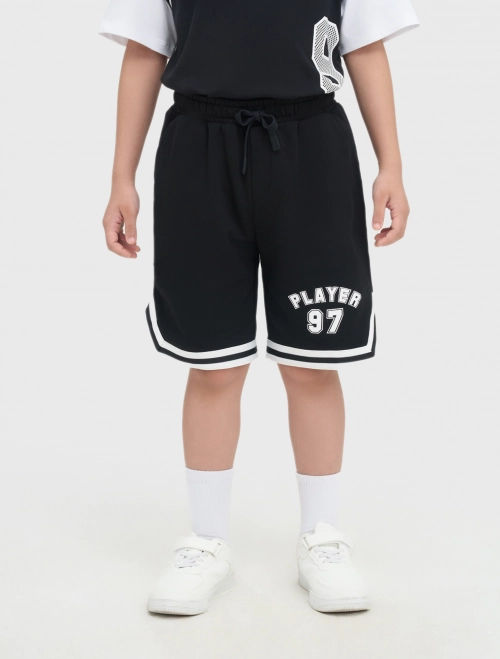 Quần soóc bé trai có hình in cạp chun dáng thể thao