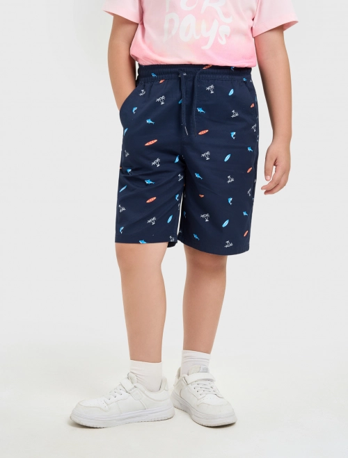 Quần soóc bé trai cotton cạp chun có túi