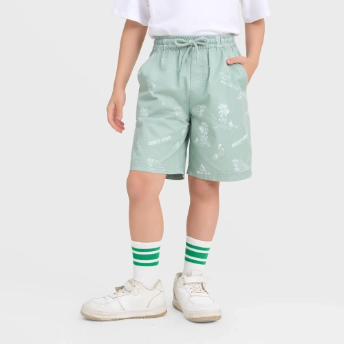 Quần soóc bé trai cotton cạp chun có túi