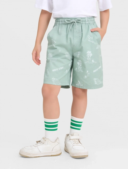 Quần soóc bé trai cotton cạp chun có túi