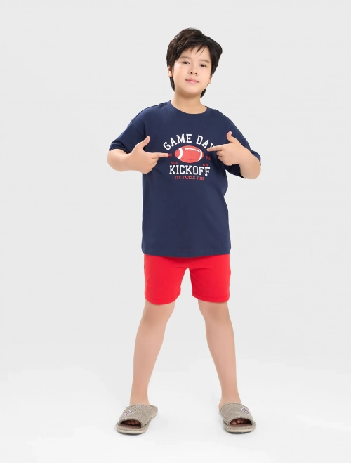 Bộ mặc nhà bé trai cotton có hình in