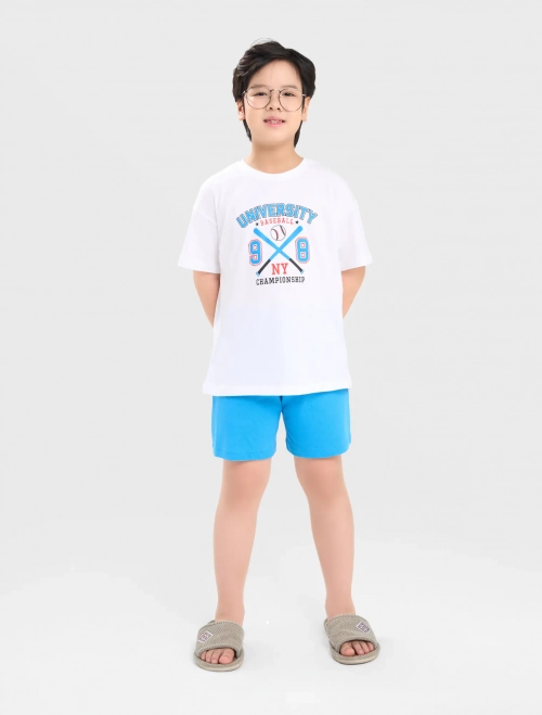Bộ mặc nhà bé trai cotton có hình in