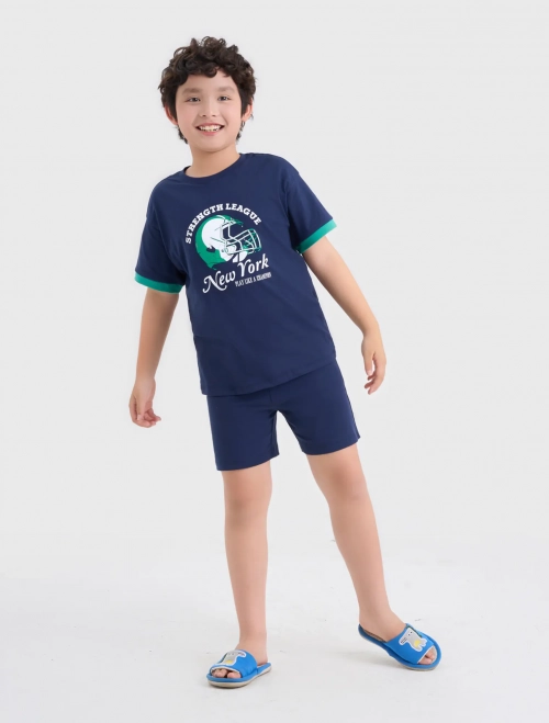 Bộ mặc nhà bé trai có hình in