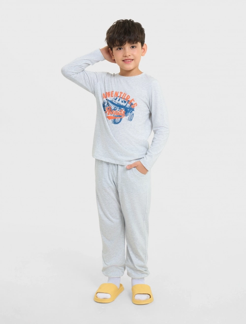 Bộ mặc nhà bé trai dáng suông có hình in