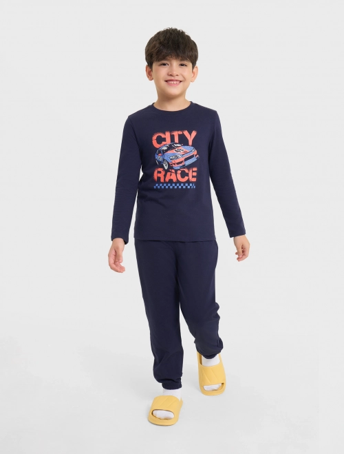 Bộ mặc nhà bé trai dáng suông có hình in