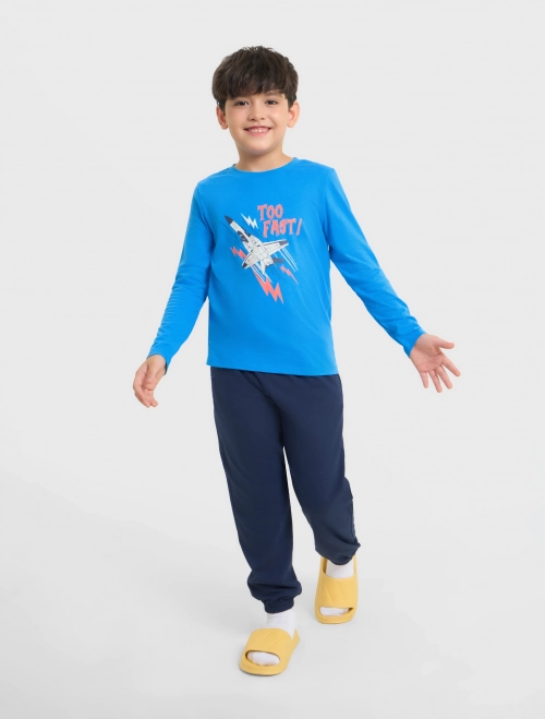 Bộ mặc nhà bé trai dáng suông có hình in