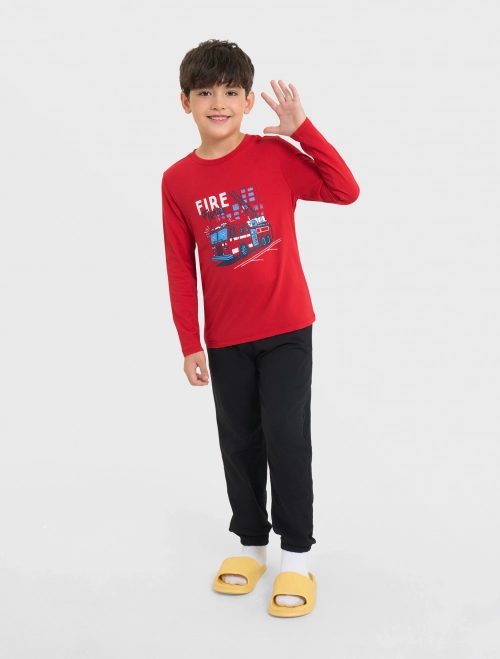 Bộ mặc nhà bé trai dáng suông có hình in