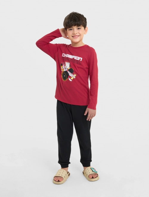 Bộ mặc nhà bé trai cotton in hình Wolfoo