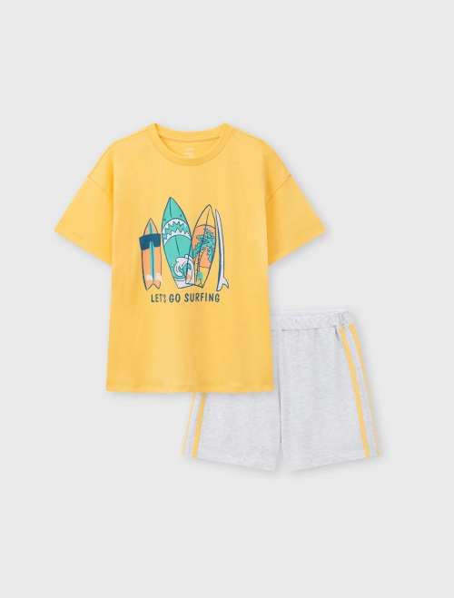 Bộ mặc nhà bé trai cotton có hình in | OEKO-TEX